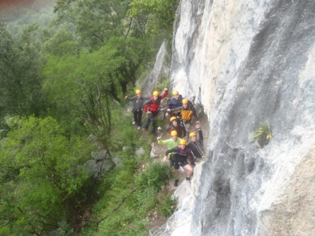 Inicio de recorrido en ferrata